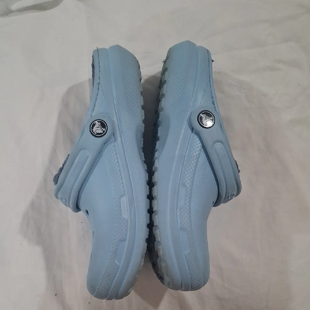 CROCS Kids Light Blue Fuzzy Lined Slippers